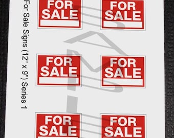 FOR SALE SIGNS — 12" x 9" in 1/25 scale for Model Cars— Diorama or Garage