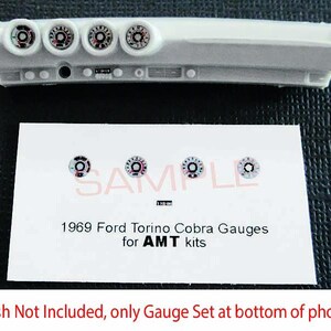 Ford Torino Cobra 1969 Gauge Faces for 1/25 scale AMT model car kits
