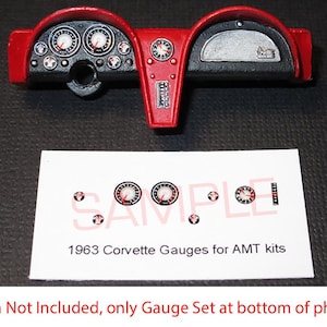 1963 Corvette GAUGE FACES for 1/25 scale AMT Convertible and Coupe kits