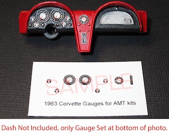 1963 Corvette GAUGE FACES for 1/25 scale AMT Convertible and Coupe kits
