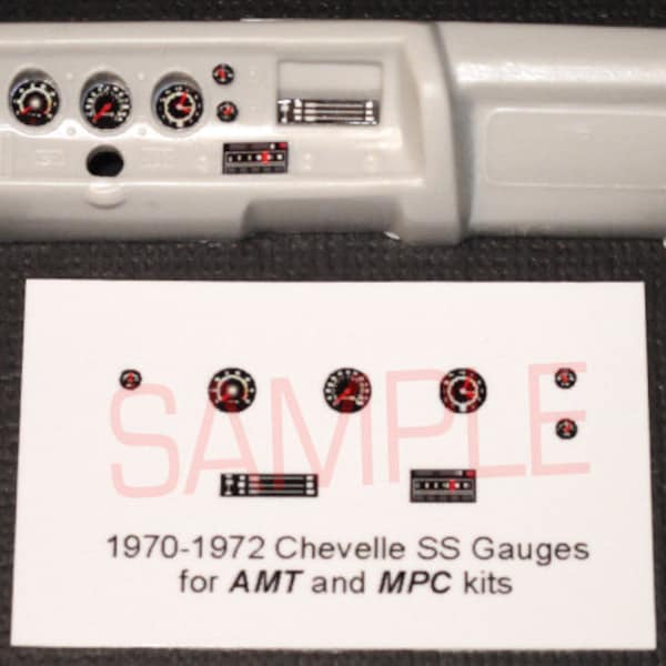 1970 - 1972 Chevelle SS Gauge Faces for 1/25 AMT and MPC kits - Please Read
