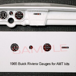 1965 Buick Riviera Gauge Faces for MODEL CAR kits 1/25 scale AMT