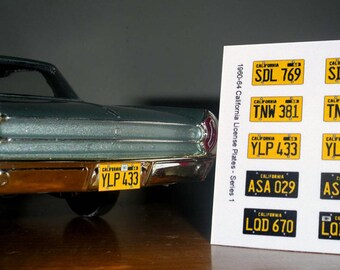 1960 - 1964 CALIFORNIA miniature License Plates for 1/25 scale MODEL CARS—Read