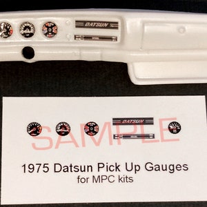 1975 Datsun Pick Up GAUGE FACES for 1/25 scale MPC kits