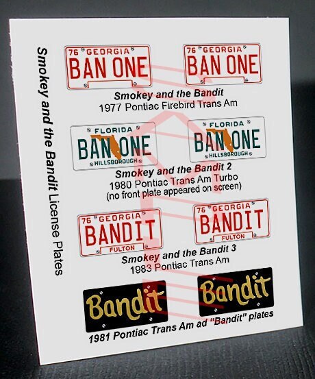 Smokey And The Bandit License Plate Set & Flag Movie Decal Sticker. - Foto 7