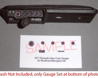 1971 Plymouth Hemi Cuda Gauge Faces for 1/24 scale REVELL MONOGRAM model car kits