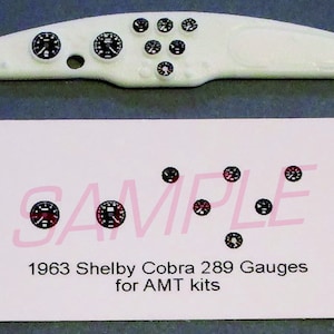 1963 SHELBY COBRA 289 Roadster Gauge Faces for 1/25 scale AMT kits
