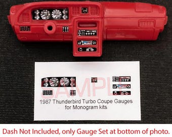 1987 FORD THUNDERBIRD Turbo Coupe Gauge Faces for 1/24 MONOGRAM Kits