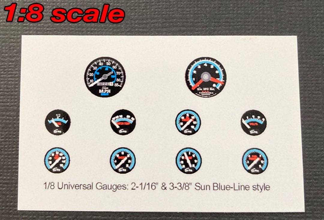 1/8 Universal Sun Blue Line GAUGE FACES for 1/8 Scale MODEL Kits - Etsy
