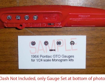 1964 PONTIAC GTO Gauge Faces for 1/24 scale MONOGRAM model car kit