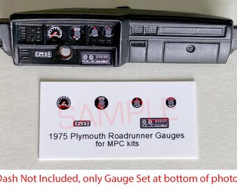 1975 Plymouth Roadrunner and GTX Gauge Faces — 1/25 scale MPC kits