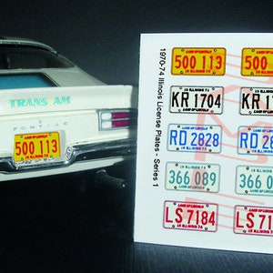 1970 - 1974 Illinois Mini License Plates for Model Cars 1/25 scale