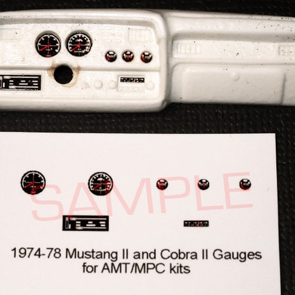 1974 - 1978 Ford Mustang II & Cobra II Gauge Faces for 1/25 scale AMT and Mpc model car