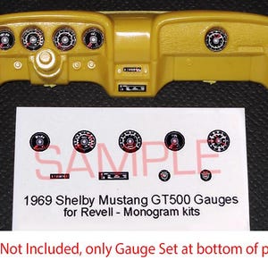 1969 Ford Shelby Mustang GT500 Gauge Faces for 1/25 REVELL MONO kits