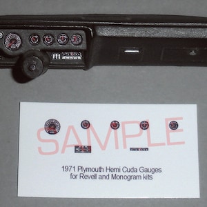 1971 Plymouth Hemi Cuda Gauge Faces for 1/24 scale REVELL MONOGRAM model car kits