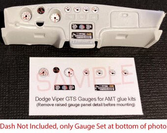 Dodge Viper GTS RT/10 Gauge Faces for 1/25 Scale AMT Glue kits