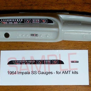 1964 Chevrolet Impala SS Gauge Faces for AMT model car kits