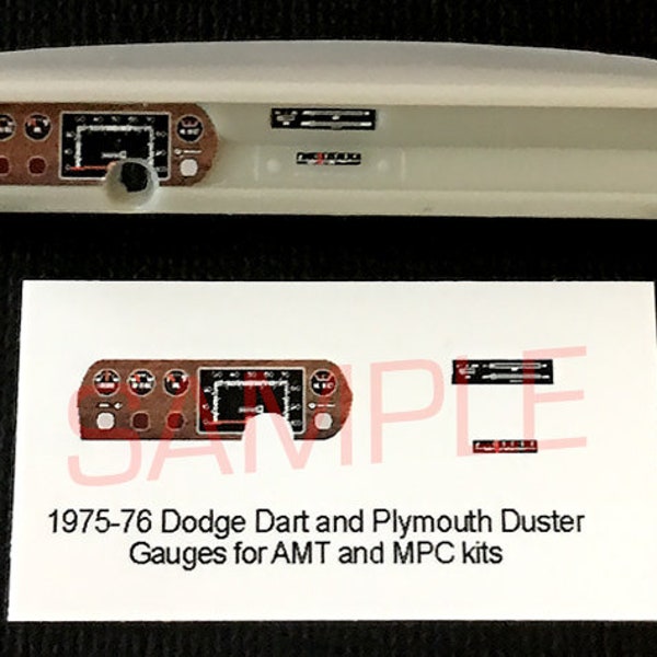 Dodge Dart And Plymouth Duster 1975-1976 Gauge Faces for 1/25 AMT, MPC model car kits