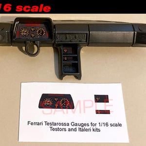 1/16 Ferrari Testarossa Coupe Gauge Faces for 1/16 scale Italeri or Testors model kits