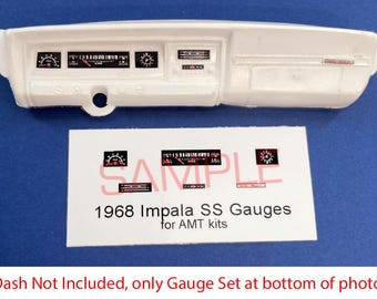 1968 Chevrolet Impala SS 427 Coupe & Convertible Gauge Faces for AMT model car kits