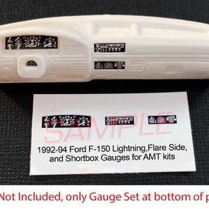 1992-1994 FORD F-150 SVT Lightning Flare Side Shortbox Gauge Faces for 1/25 AMT Kits