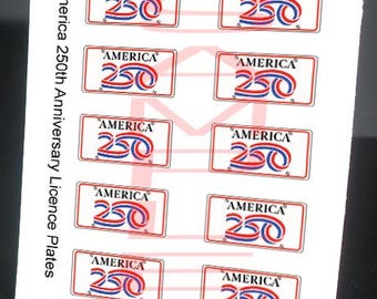 America 250 Anniversary miniature License Plates for 1/25 scale Model Cars