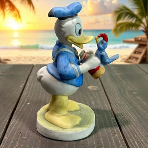 Vintage Disney Mickey Mouse & Donald Duck Beach Figurine Statues by Cherie Kalvin - With Box - Taiwan - immagine 10