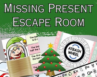 Christmas Escape Room Kids| Christmas Escape Room Kit| Printable Escape Room for Kids 6-8 years old| 6 Puzzle Christmas Escape Room