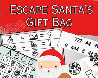 Christmas Escape Room Kit| Christmas Escape Room Kids| Escape From Santa's Gift Bag| Escape Room PDF| Printable Escape Room for ages 8-10