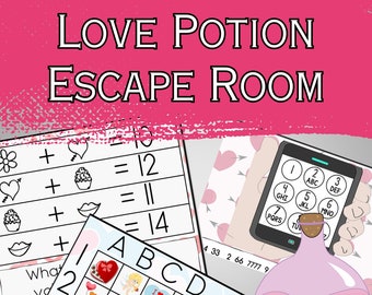 Valentine Escape Room Kids 10 year Olds| Love Potion Escape Room| Escape Room PDF| Escape Room Kit| Valentine Escape Room Kids