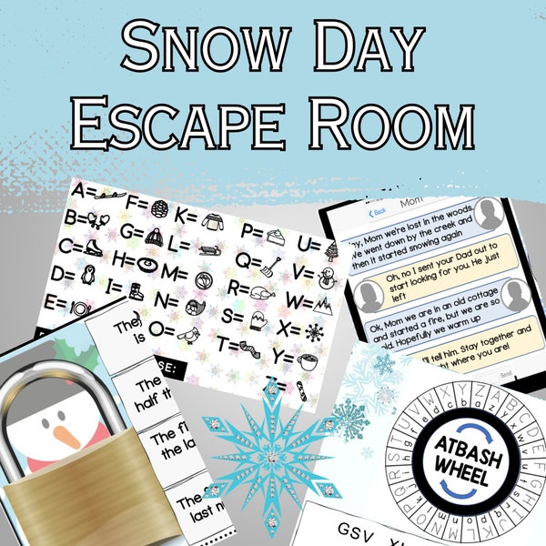 Snow Day Escape Room for Kids| Escape Room PDF| Escape Room Kit| Snow Queen Escape Room for Kids 6-8 Years Old