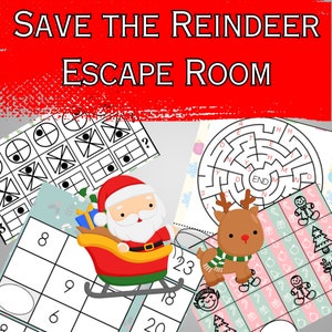 Christmas Escape Room Kids| Christmas Escape Room Kit| Printable Escape Room for Kids 10-12 years old| 12 Puzzle Christmas Escape Room