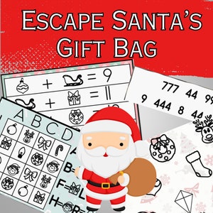 Christmas Escape Room Kit| Christmas Escape Room Kids| Escape From Santa&#39;s Gift Bag| Escape Room PDF| Printable Escape Room for ages 8-10