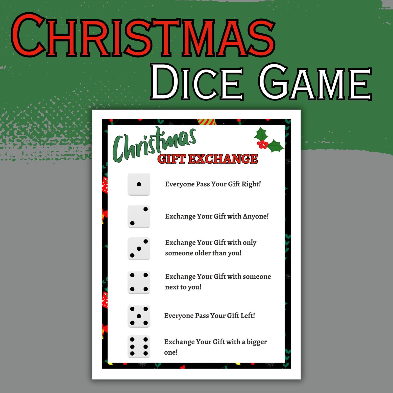 Christmas Pass the Gift Game Left Right Christmas Game Christmas Gift