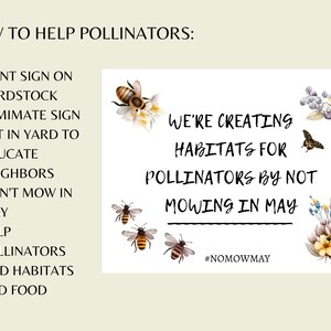 No Mow May Sign| Printable No Mow May Yard Sign| Save the Bees With No