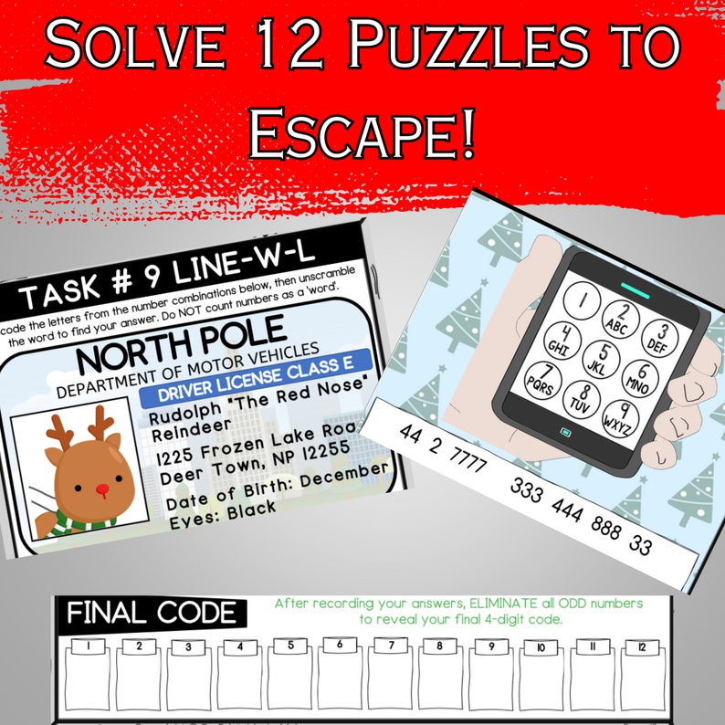 Christmas Escape Room Kids Christmas Escape Room Kit Printable Escape