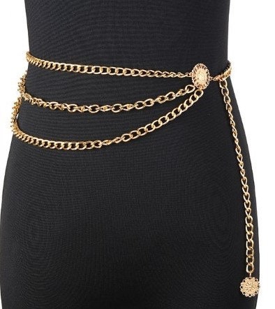 Luxury Brand Designer Metal Chain Belt for Women Hip High - Etsy