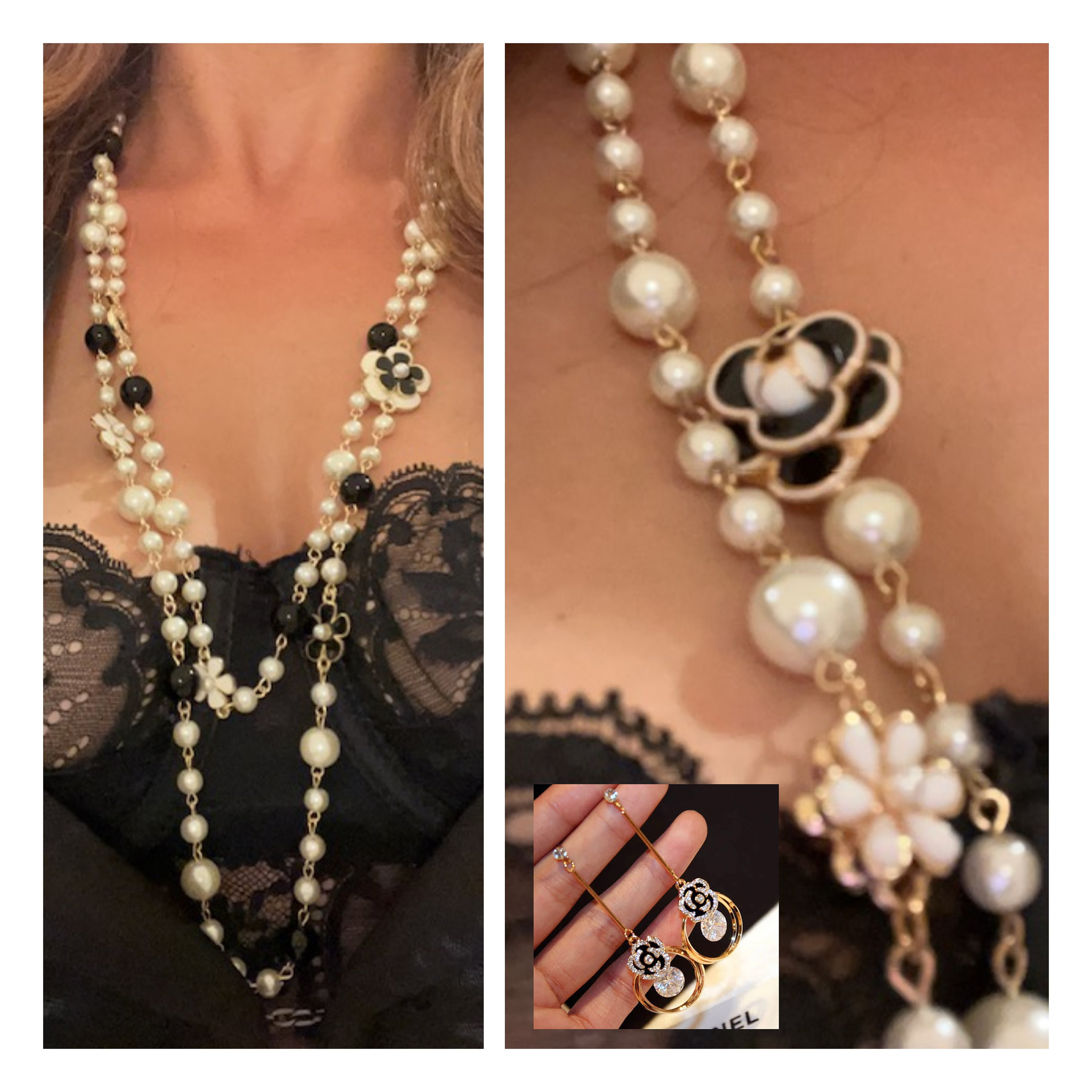 chanel long pearl necklace