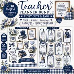 Docentenplanner met uitknipsels, scrapbooklabels, digitale versieringen voor het docentenjournal.