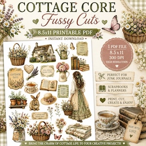 Cottagecore Fussy Cuts Junk Journal Ephemera Scrapbook Supplies Instant Digital Download