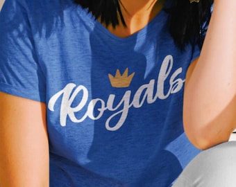 Kansas City Baseball T-shirt, Royals-Inspired Royalty Crown Club Tee, Distressed-Style KC Short Sleeve Top, Super-Soft Unisex Shirt