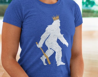 Kansas City Baseball T-shirt, Royals-Inspired Crowned Pasquatch Club Tee, Distressed-Style KC Short Sleeve Top, Super-Soft Unisex Shirt