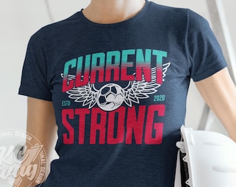 KC Current Strong T-shirt, Current-Inspired Women's Pitch Club Tee, Kansas City Wing Ball Soccer Top, Super-Soft Adult & Youth Shirt