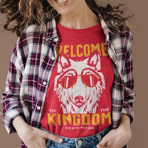 KC Cool Wolf Kingdom T-shirt, Kansas City Chiefs-Inspired Football Club Tee, Distressed-Style Short Sleeve Top, Unisex Adult & Youth Shirt