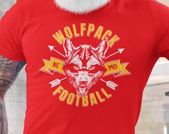 Kansas City Football Shirt | Chiefs Arrowhead Kingdom Wolf Tee | Red Friday Wolfpack Football T-Shirt | KC Game Day Fan Gift Tshirt