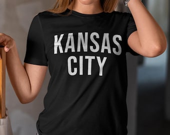 Kansas City Classic Arch T-Shirt, KC Midwest Pride T-Shirt, Retro-Stil Geschenk für Kansas City Fans, Heimatstadt Heartland Top, schwarzes Unisex KC Shirt