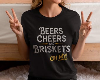 Kansas City BBQ & Beer T-Shirt, Beers Cheers Briskets Oh My! Shirt, KC Barbecue Brews Oz Vibes, Kansas City Foodie Lover Tee, Black Unisex