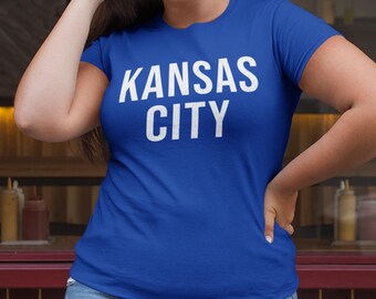 Kansas City Classic Arch T-Shirt, KC Midwest Pride T-Shirt, Retro-Stil Geschenk für Kansas City Fans, Heimatstadt Heartland Top, Blaues Unisex KC Shirt