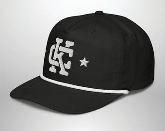 Kansas City Golf Rope Hat, Black Embroidered Interlock KC Stars, Streetwear Style Cap, Trendy KC Fan Headwear, Gift For Him or Her