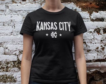 Kansas City Bridge T-shirt, Interlocking KC Stars Midwest Pride Tee, Hometown Heartland Vibes Shirt, KC Fan Gift Idea, Black Unisex T-Shirt